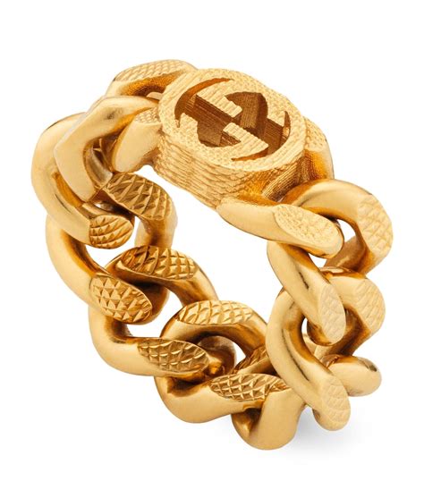 Gucci Interlocking gourmette chain ring.